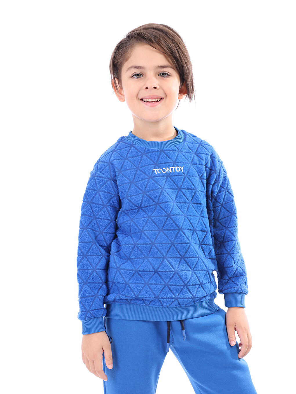 Toontoykids Mavi Unisex Çocuk Nakışlı Sweatshirt