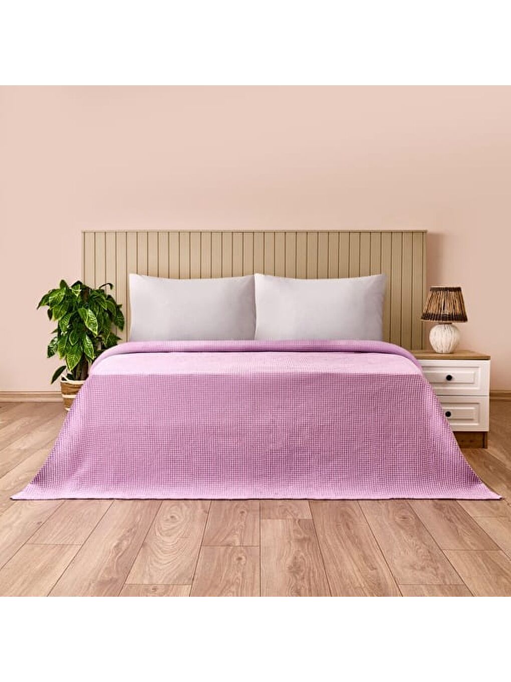 Soft Rete Çift Kişilik Pike - Mor - 200x220 cm