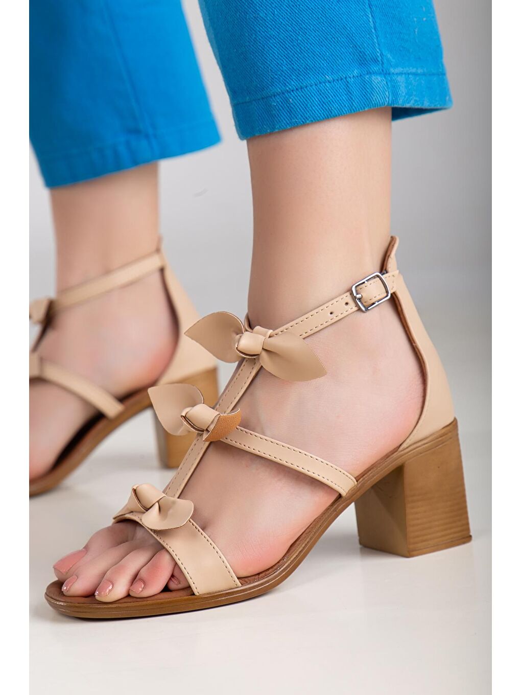 Bej D1702 Kadın   Klasik Topuklu Ayakkabı-2