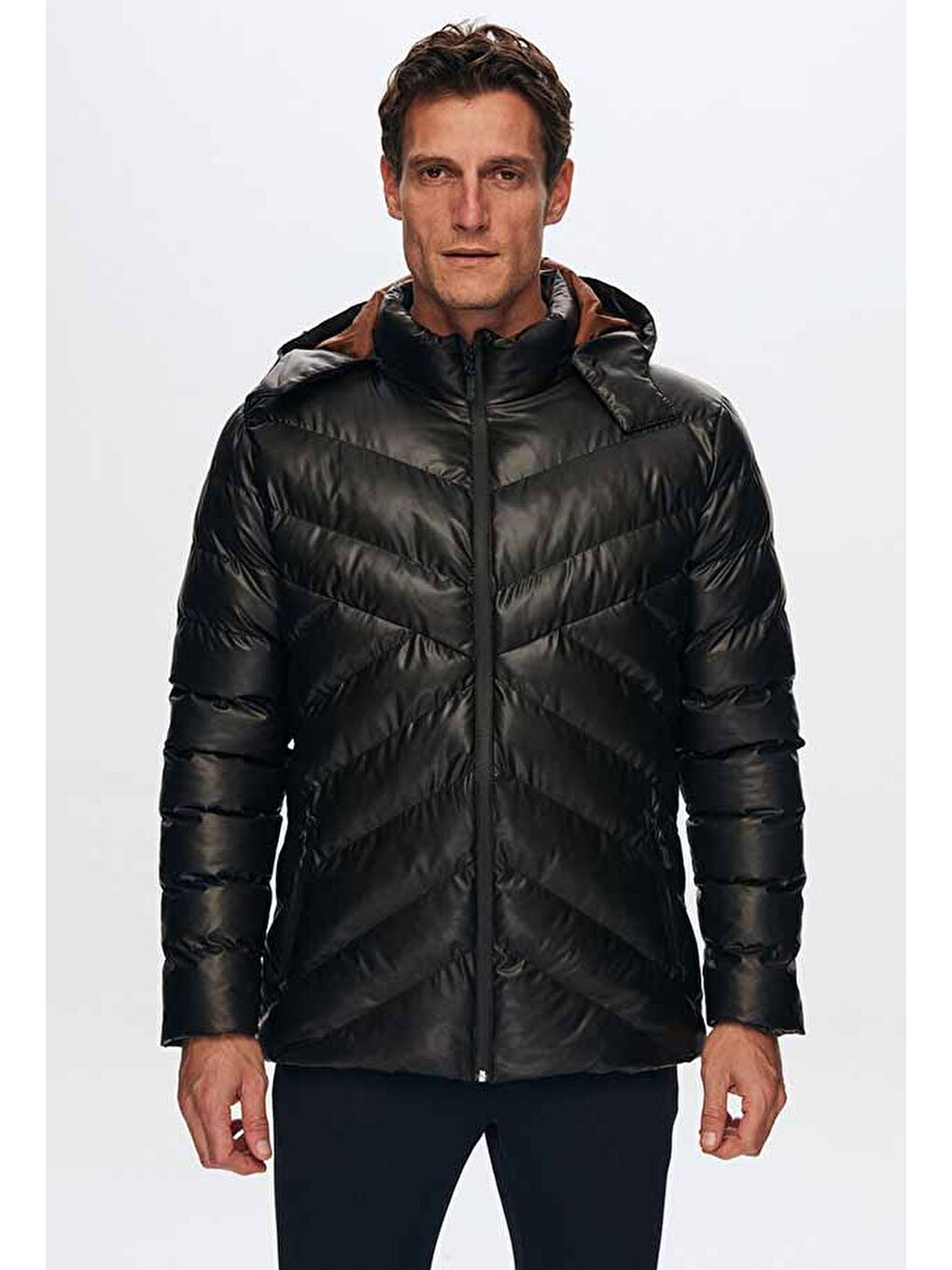 Slim Fit Kahverengi Rüzgar Geçirmez Su İtici Kışlık Mont