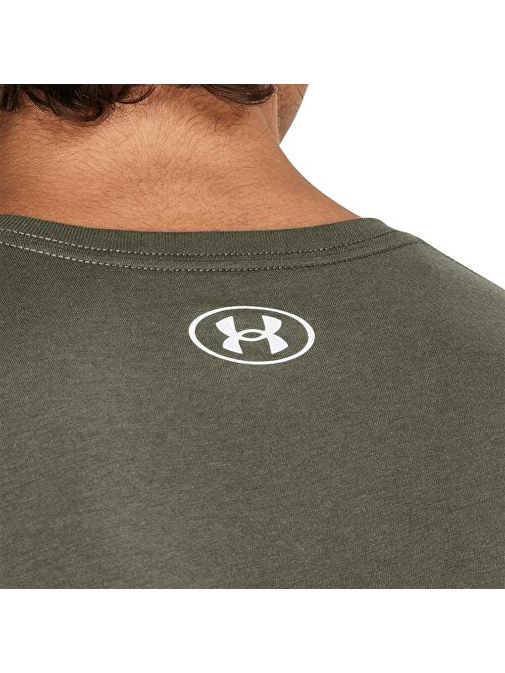 Camo Chest Stripe Erkek Yeşil Yuvarlak Yaka Tişört-2