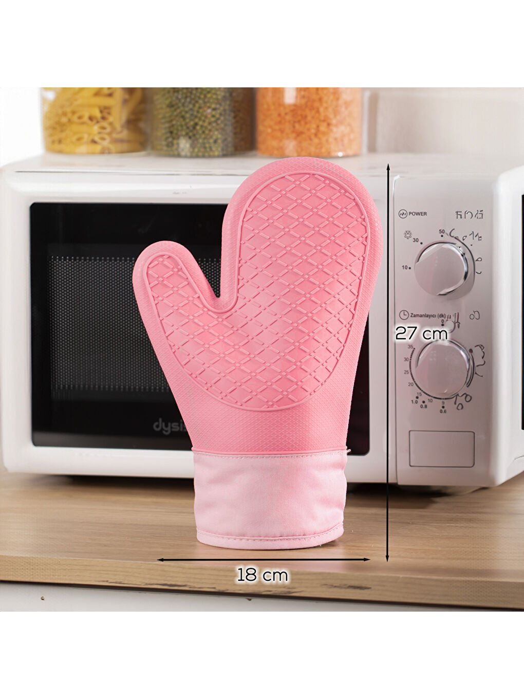 3137-2 Silikon Yanmaz Yapışmaz Fırın Eldiveni Pembe-1