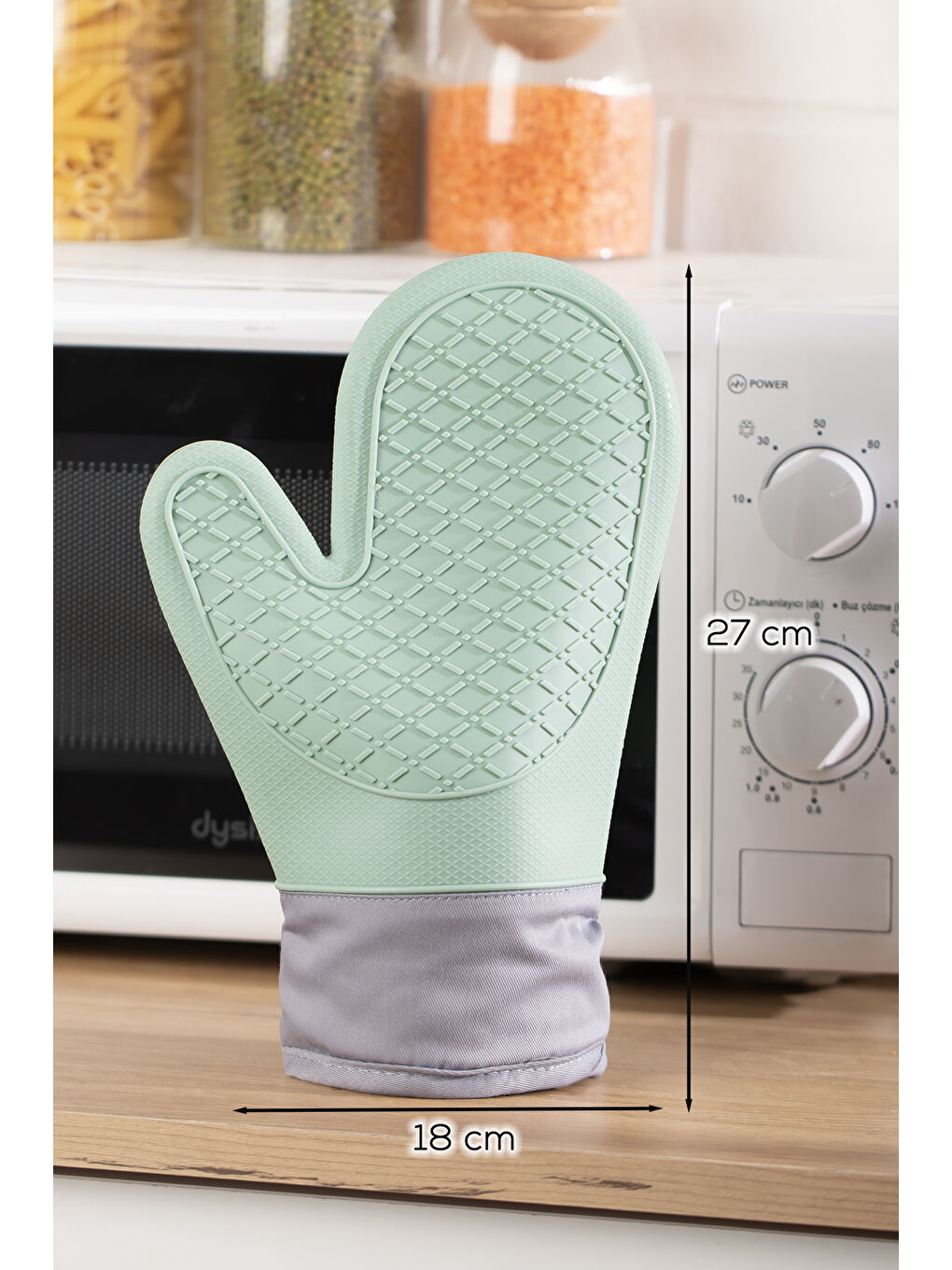 3137-3 Silikon Yanmaz Yapışmaz Fırın Eldiveni Yeşil-1
