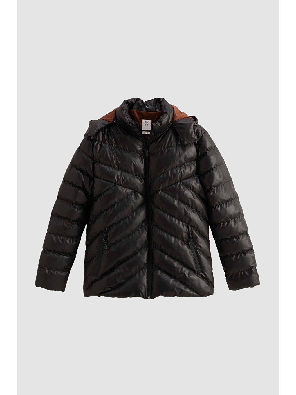 Slim Fit Kahverengi Rüzgar Geçirmez Su İtici Kışlık Mont-4