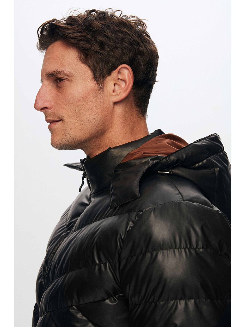 Slim Fit Kahverengi Rüzgar Geçirmez Su İtici Kışlık Mont-5