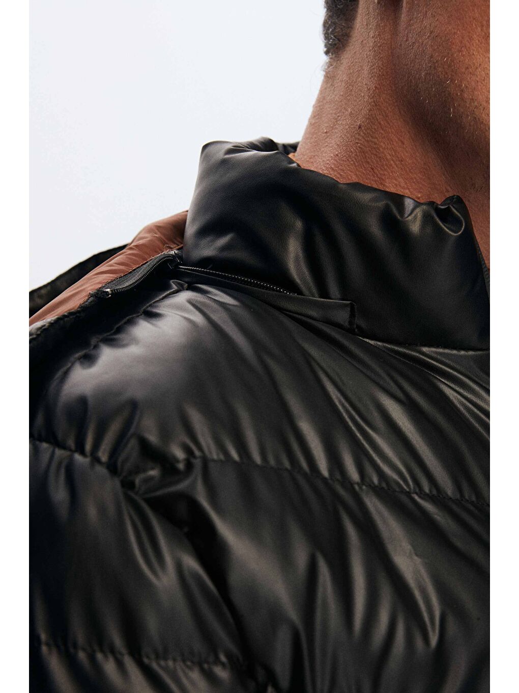 Slim Fit Kahverengi Rüzgar Geçirmez Su İtici Kışlık Mont-6