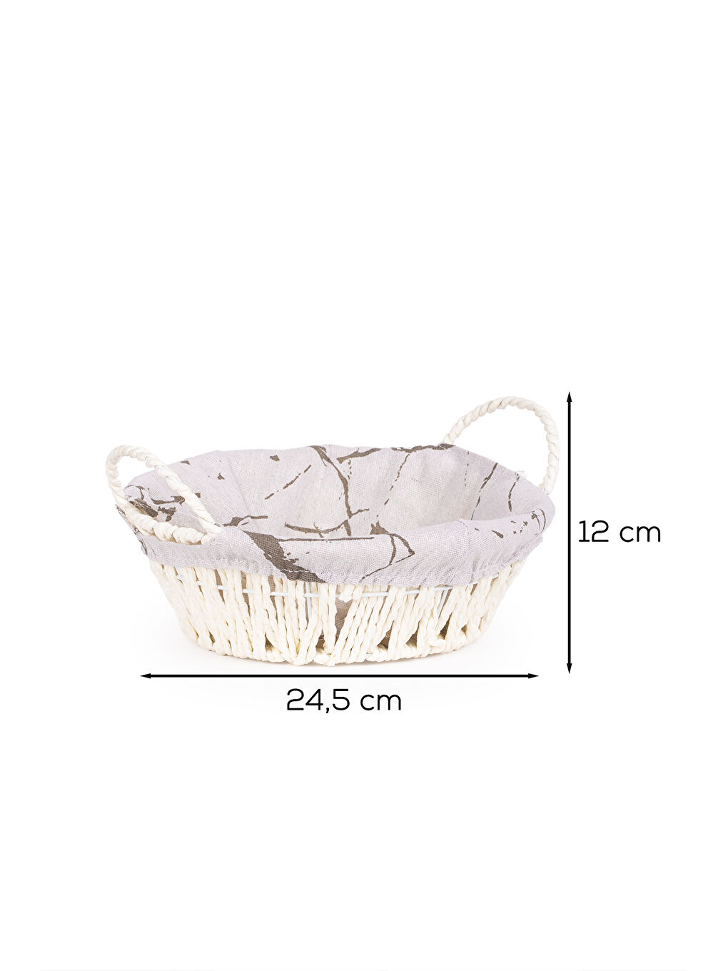 Mio-020 Hasır Görünümlü Kulplu Yuvarlak Ekmek Sepeti Beyaz 24,5cm-3