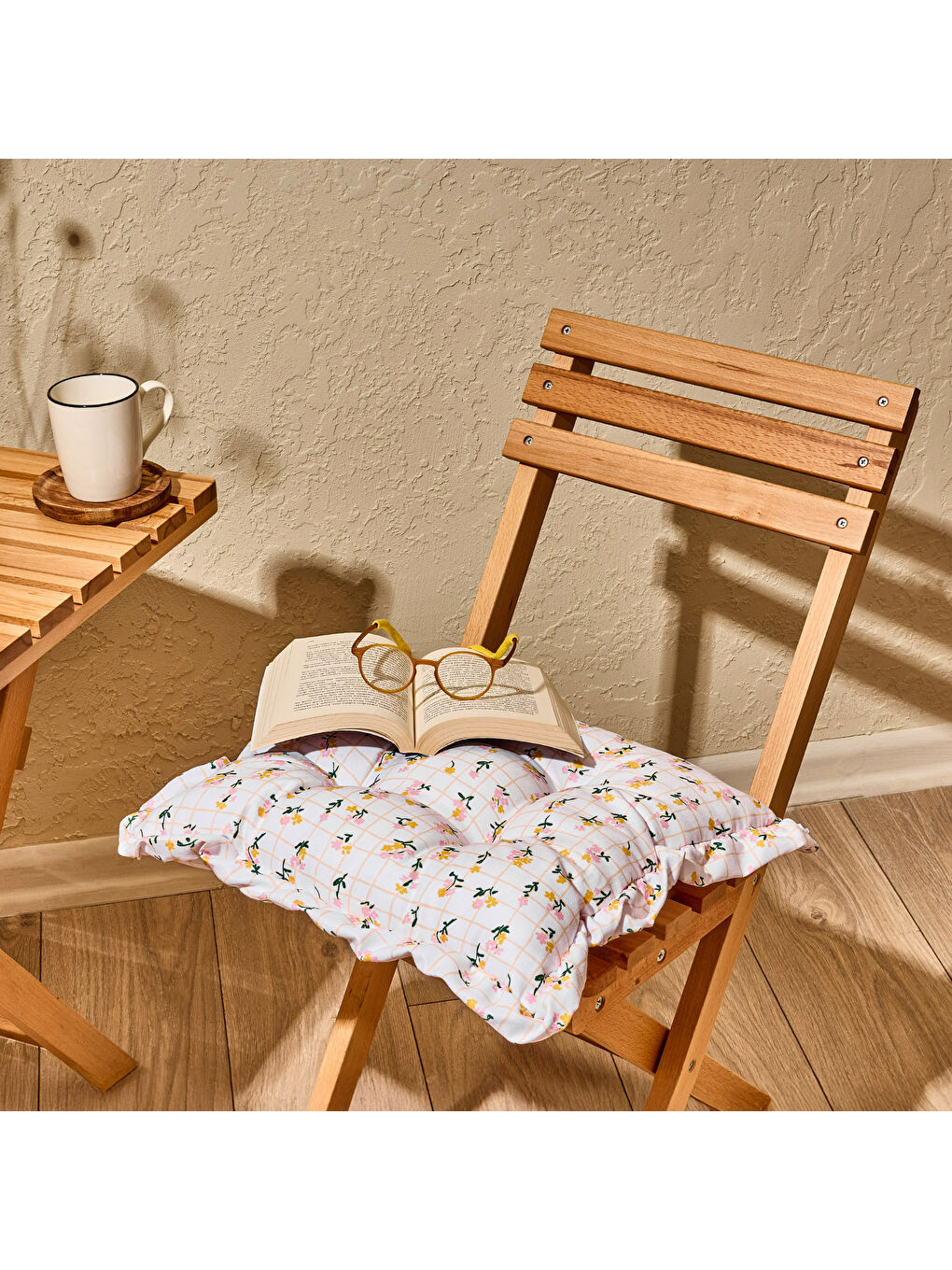 Soft Rosa Sandalye Minderi - Ekru - 40x40 cm