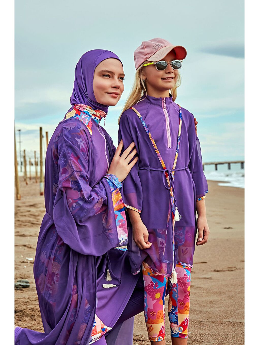 Marina Desenli Mor Kimono Kaftan P2426
