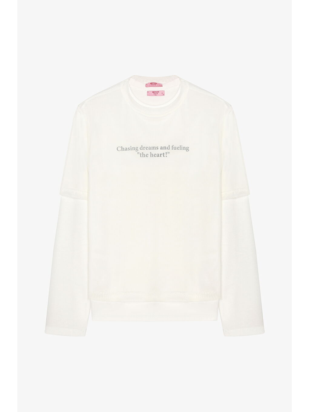 Tül Tişört Garnili Oversize Sweatshirt Ekru