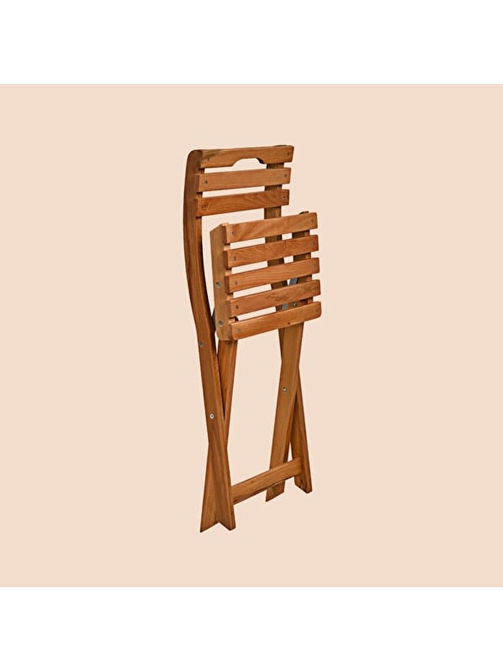 Kahverengi 2+1 Katlanır Kayın Ahşap Bistro Set - Meşe - 60x60 cm-5