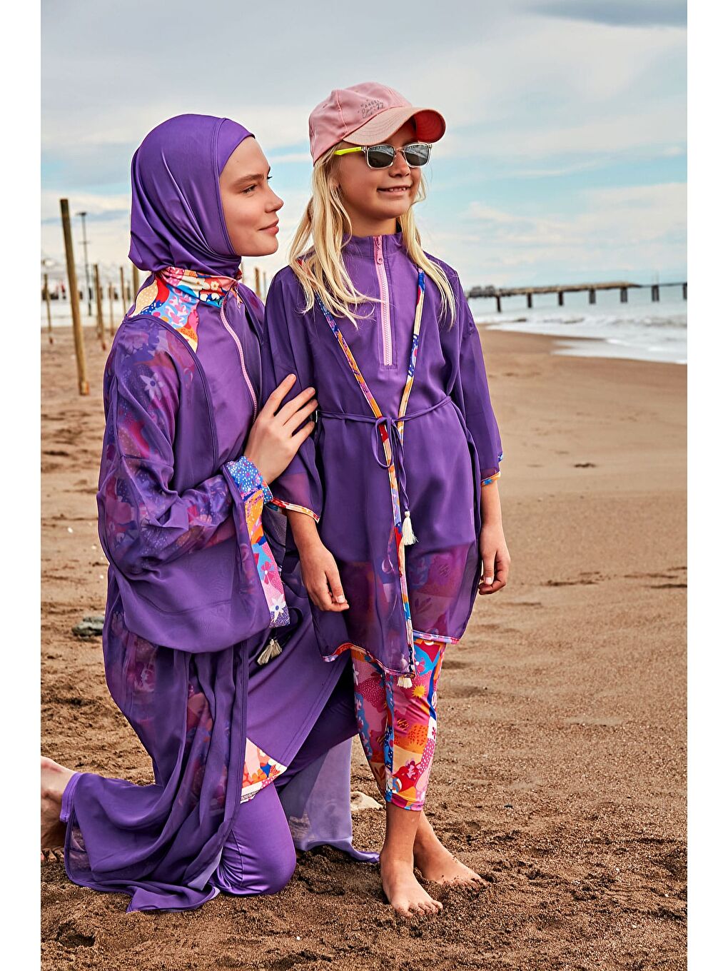 Marina Desenli Mor Kimono Kaftan P2426 - 2