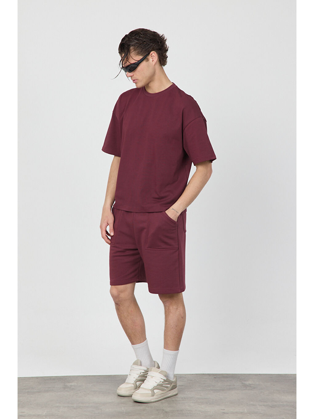 Bordo Oversize Şort-1