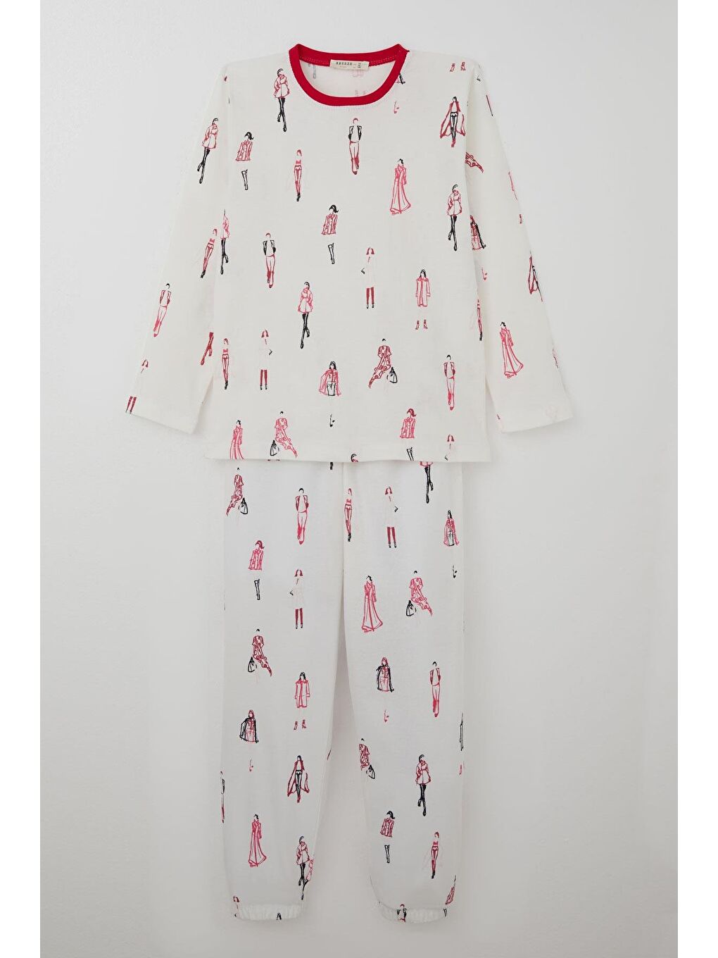 Kız Çocuk Pijama Takımı Podyum Rüyası Moda Kızları Ekru (9-10 Yaş)