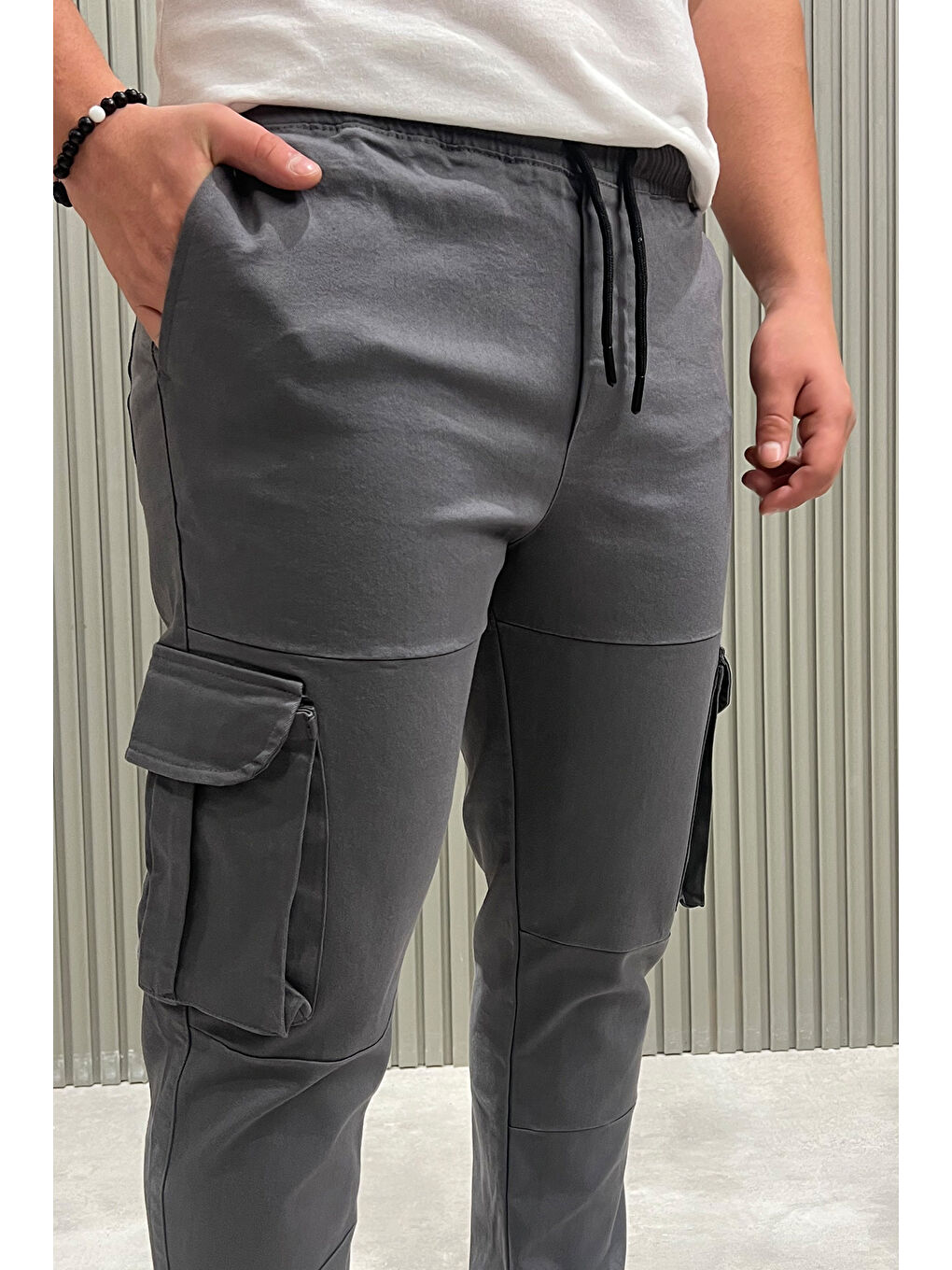 Mishar İtalia Gri Kargo Cepli Jogger Erkek Pantolon - 3