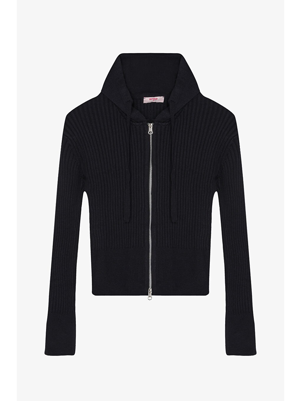 Fermuarlı Kapüşonlu Triko Hırka Lacivert