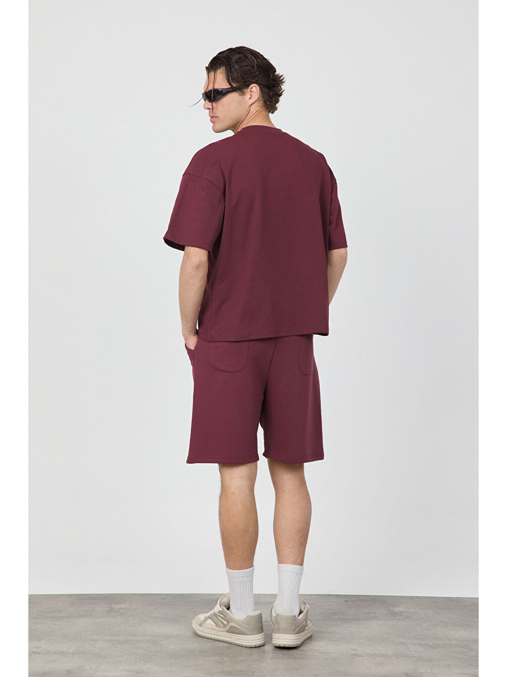 Bordo Oversize Şort-4
