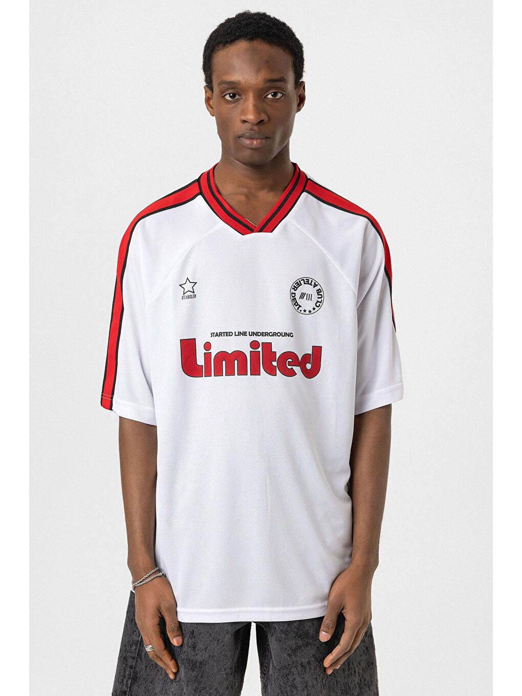 Baskılı Oversize Forma Tişört Beyaz-2