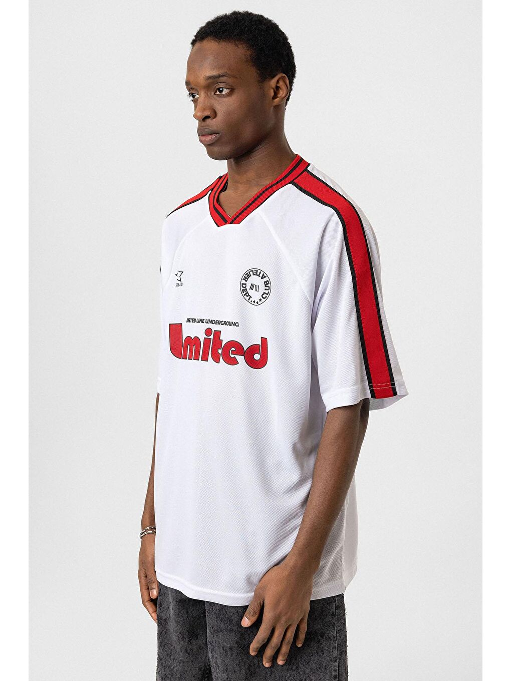 Baskılı Oversize Forma Tişört Beyaz-3