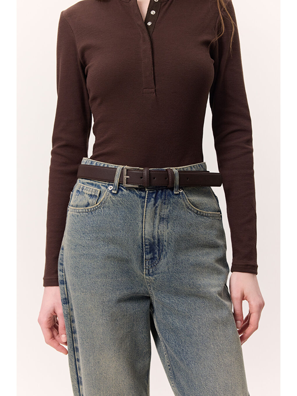 Kare Tokalı Kemer Kahverengi-2