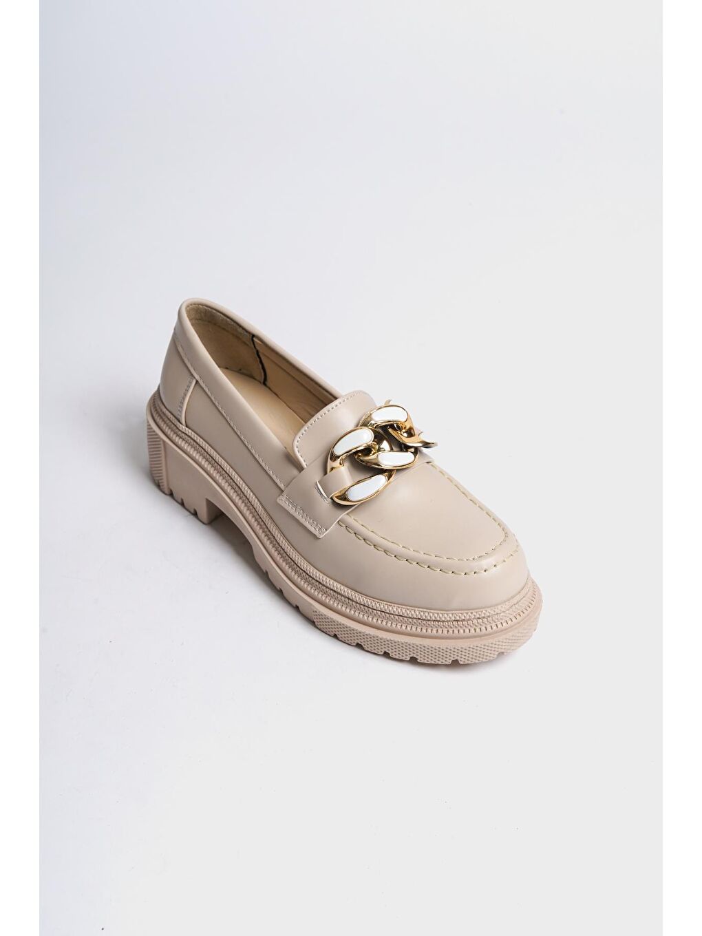 Capone Outfitters Bej Kadın Gold Toka Detaylı Loafer - 3