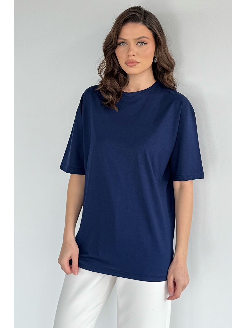 Lacivert Oversize Basıc Tişört