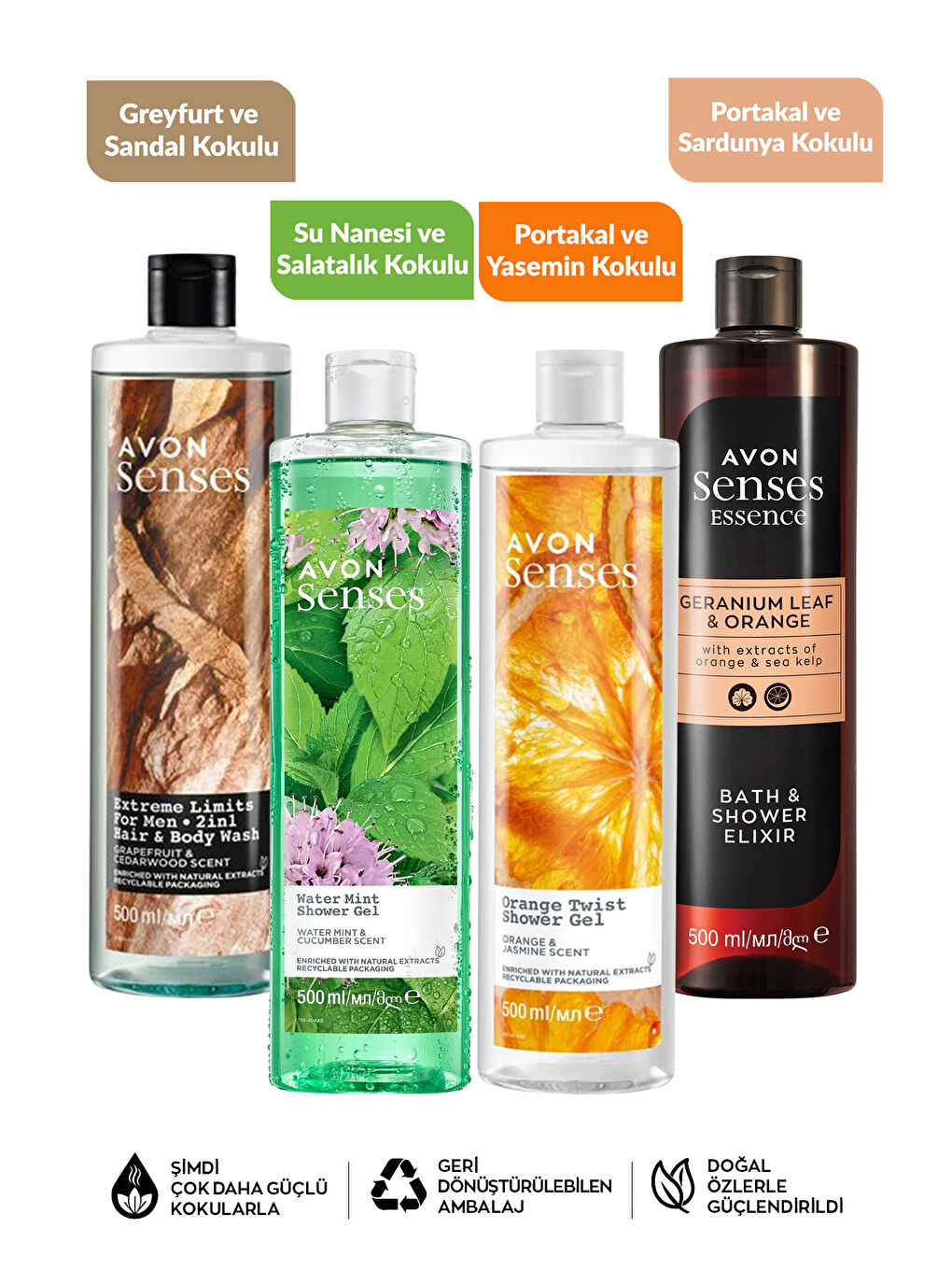 Sardunya Portakal Yasemin Greyfurt Sandal Nane ve Salatalık Kokulu Duş Jeli Paketi-1