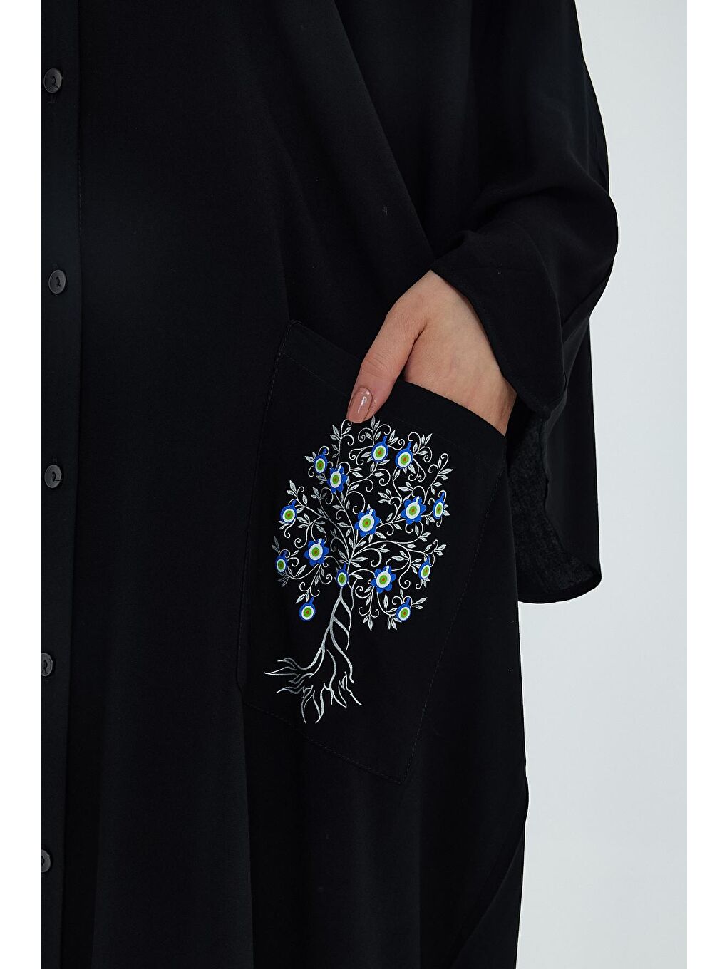 Siyah Kadın Desenli Elbise-2