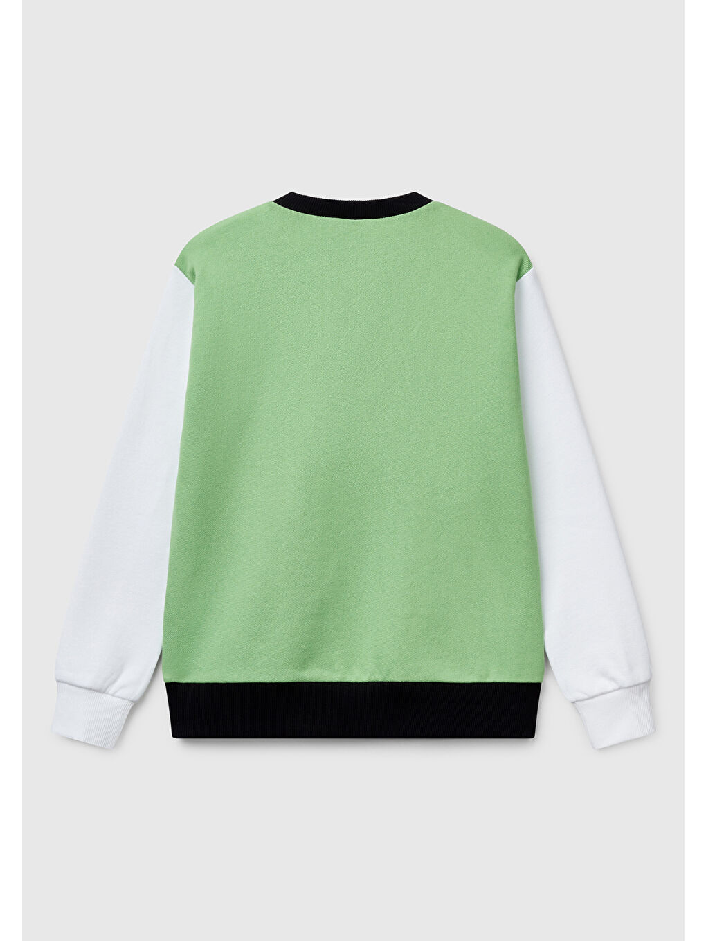 Erkek Çocuk Fıstık Yeşili Mix Benetton Logo Baskılı Bisiklet Yaka Sweatshirt-1