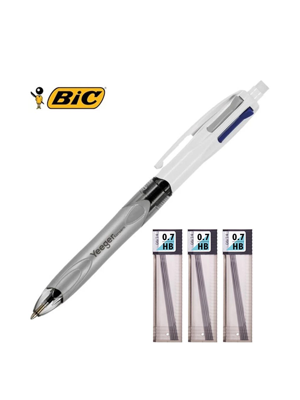 Bic Beyaz Multifunction 3+1 Fonksiyonlu Tükenmez - Uçlu Kalem + Tombow 0.7 Kalem Ucu 3 Tüp