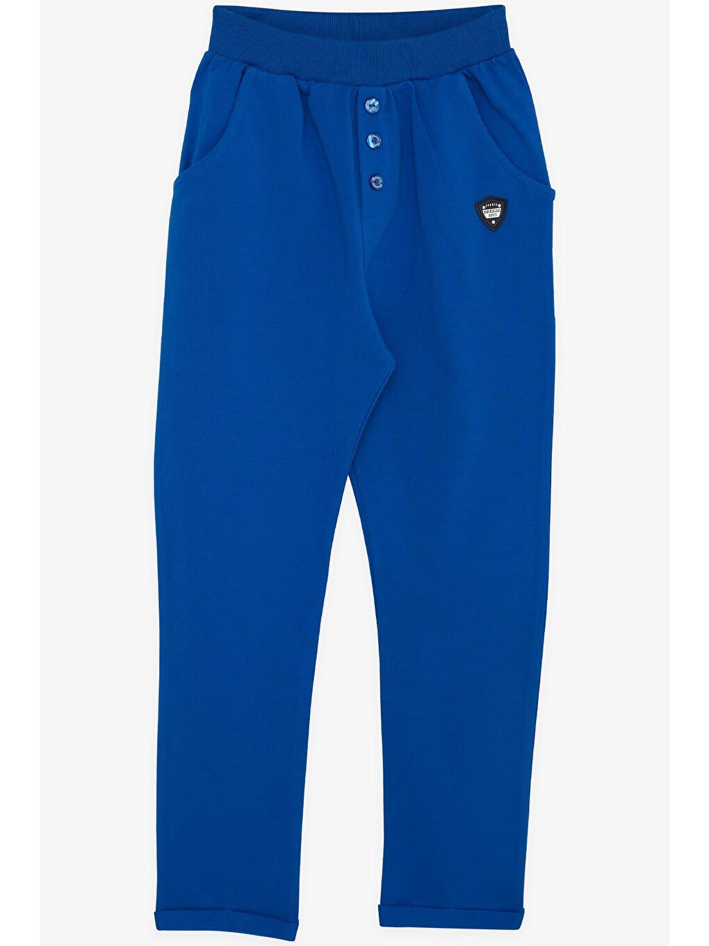 Erkek Çocuk Alt Armalı Düğme Aksesuarlı Cepli Saks Mavisi (4-8 Yaş)