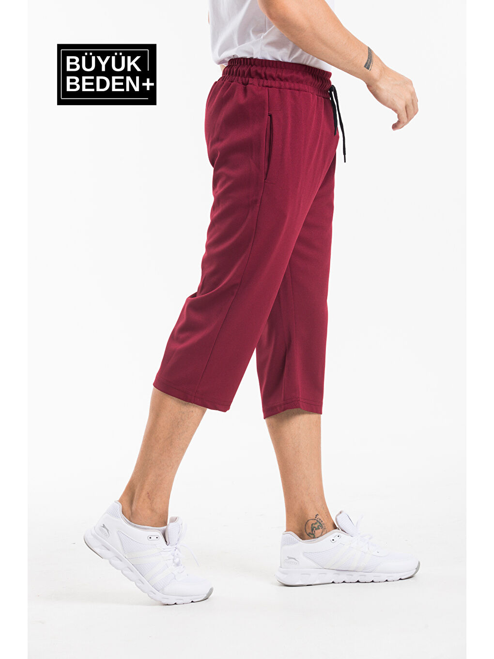 Bordo Erkek Büyük Beden Kapri-Şort SPR25BSR90-2