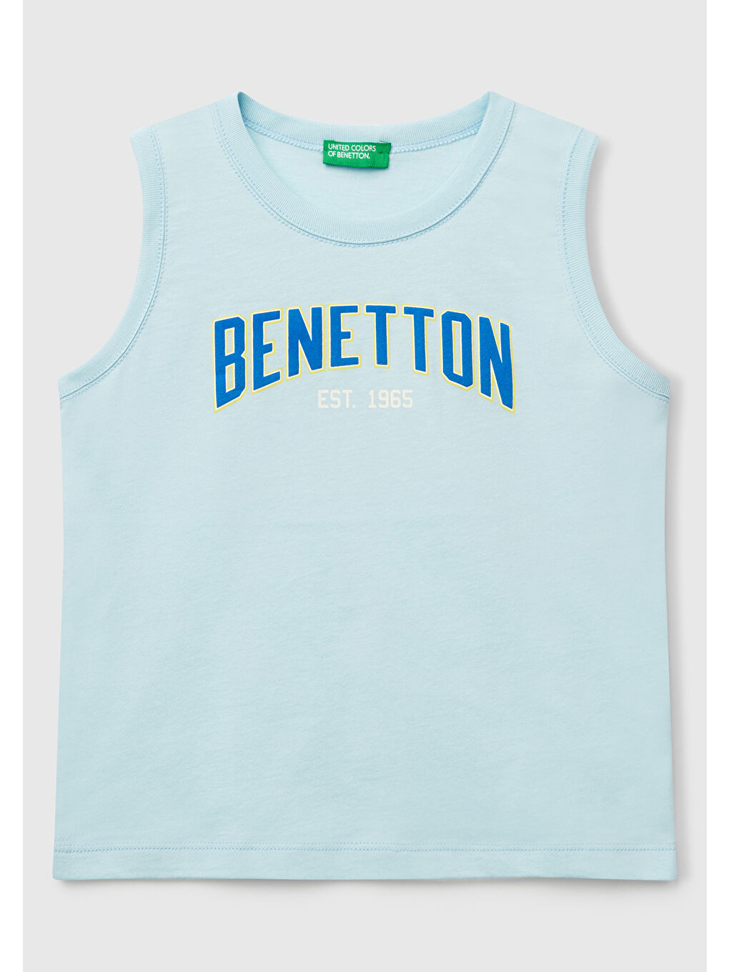 Erkek Çocuk Turkuaz Benetton Logo Baskılı Kabartma Detaylı Atlet