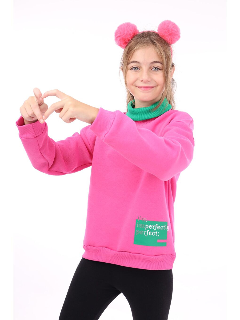 Fuşya Kız Çocuk Baskılı Sweatshirt