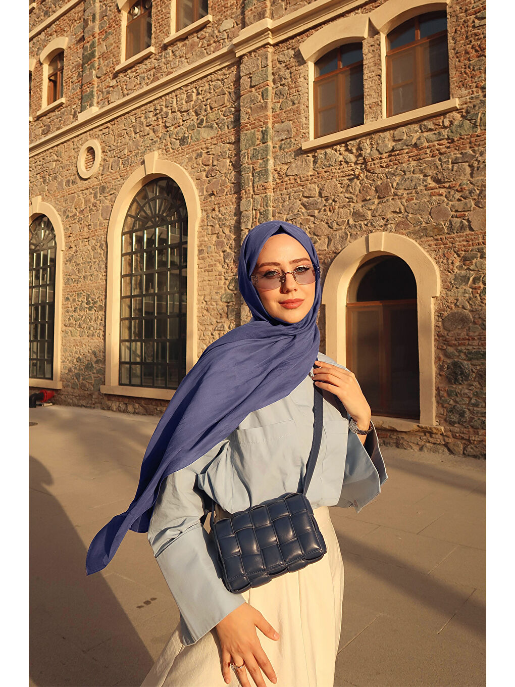 Pamuk Line Şal İndigo-6