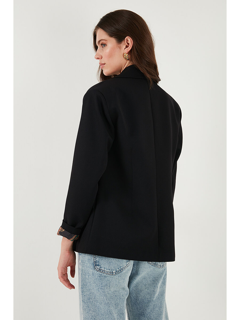 Siyah Regular Fit Mono Yaka Desenli Astar Detaylı Blazer Ceket 6524430-6