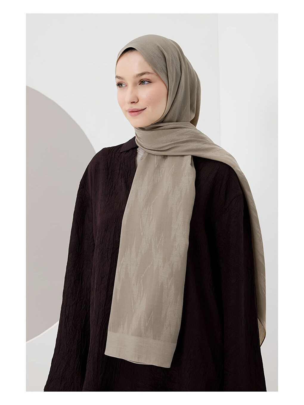 Kahverengi Pamuk Line Şal Sütlü Kahve