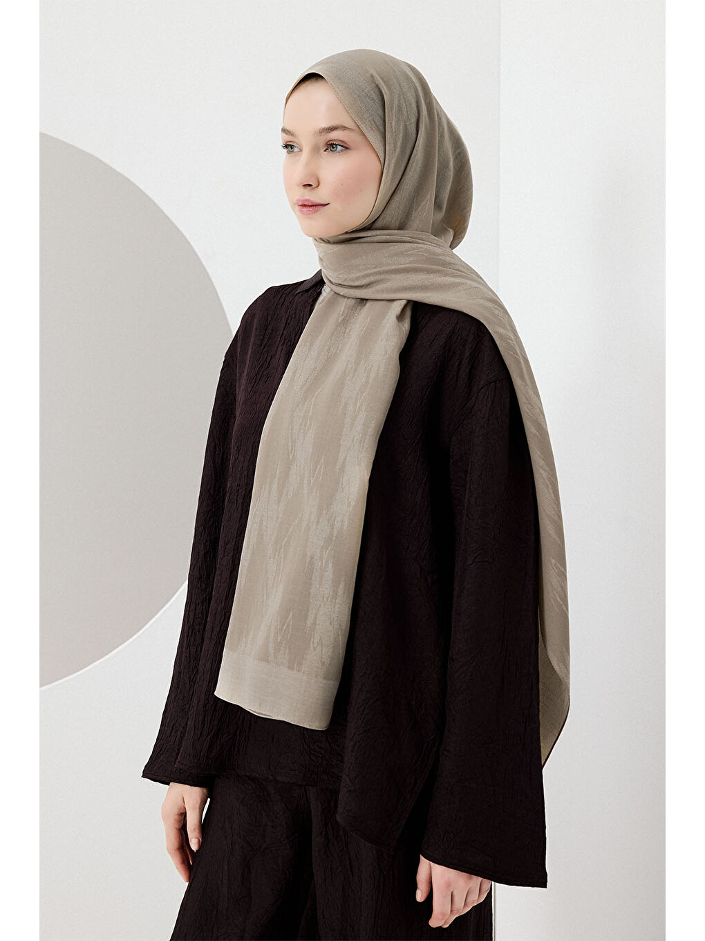 Kahverengi Pamuk Line Şal Sütlü Kahve-1