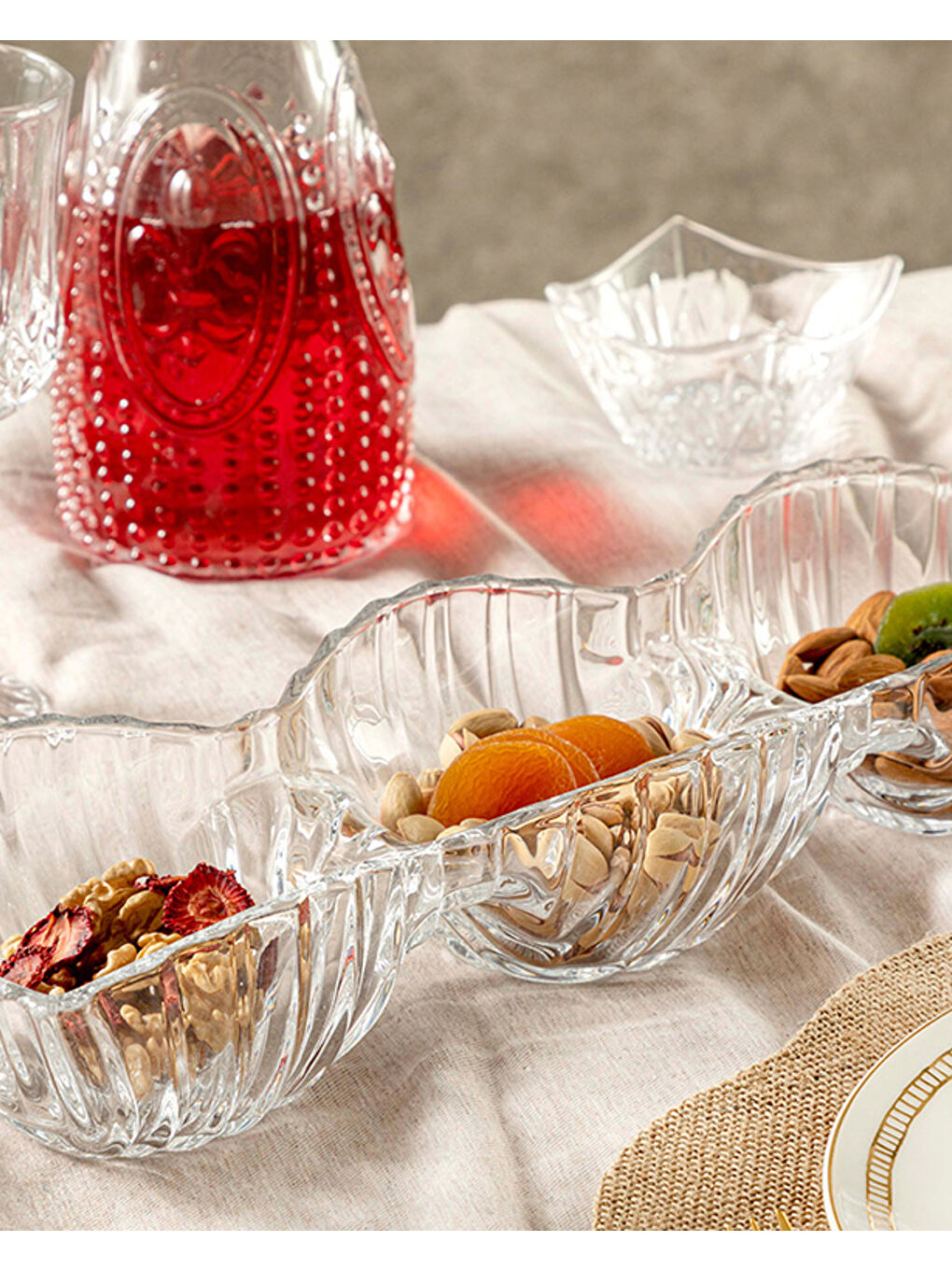 Renksiz Megan Cam 3 Bölmeli Çerezlik 38 cm