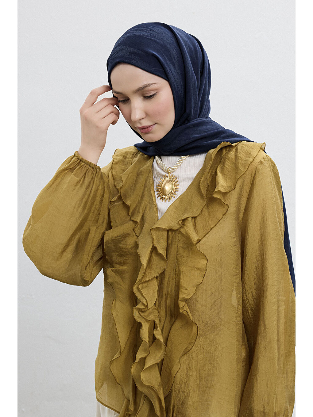 Pamuk Line Şal Lacivert-3