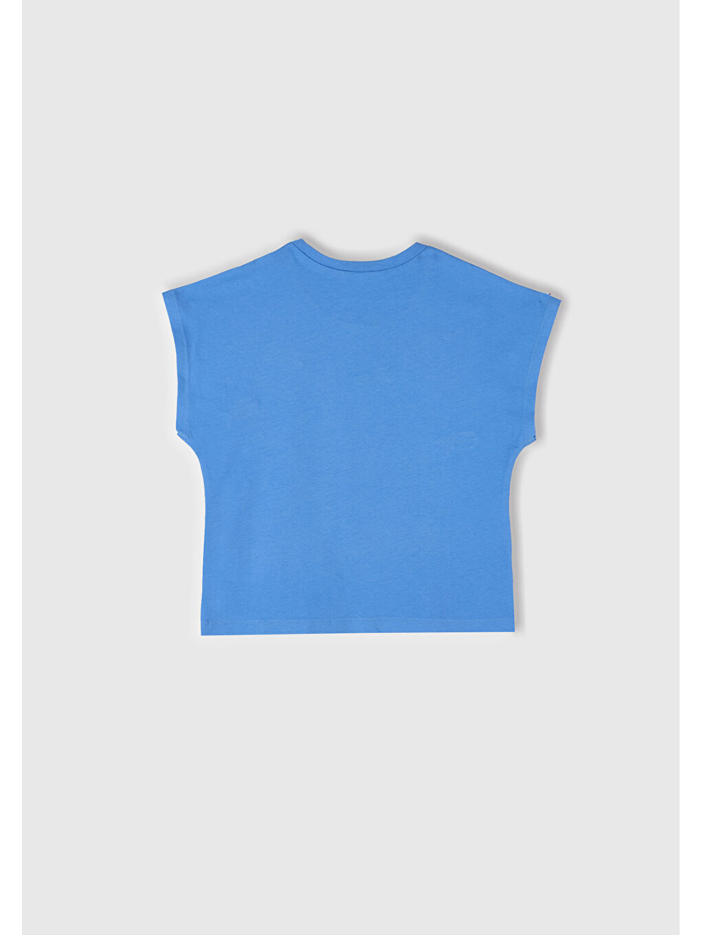 Kız Çocuk Mavi Kroşe Detaylı Kimono Kollu T-Shirt-2