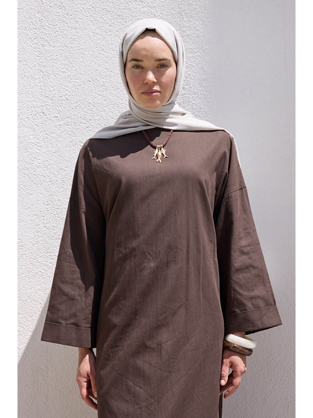 Gri Pamuk Line Şal Gümüş