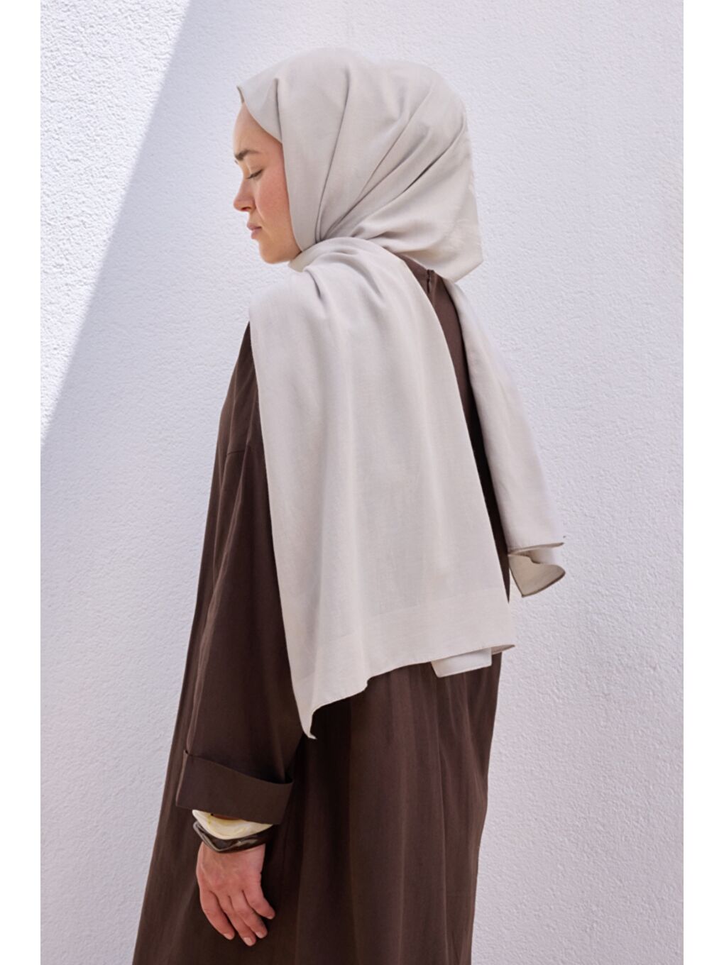 Gri Pamuk Line Şal Gümüş-1