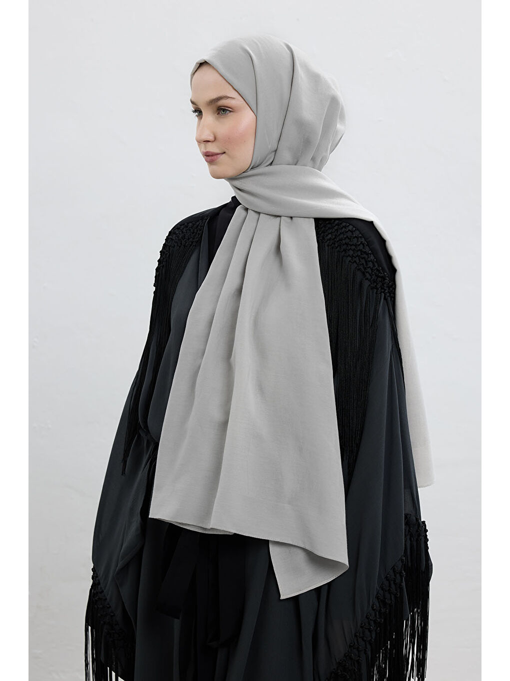 Gri Pamuk Line Şal Gümüş-2