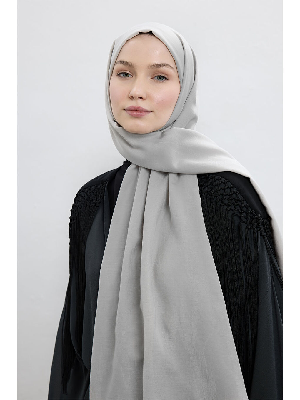 Gri Pamuk Line Şal Gümüş-3