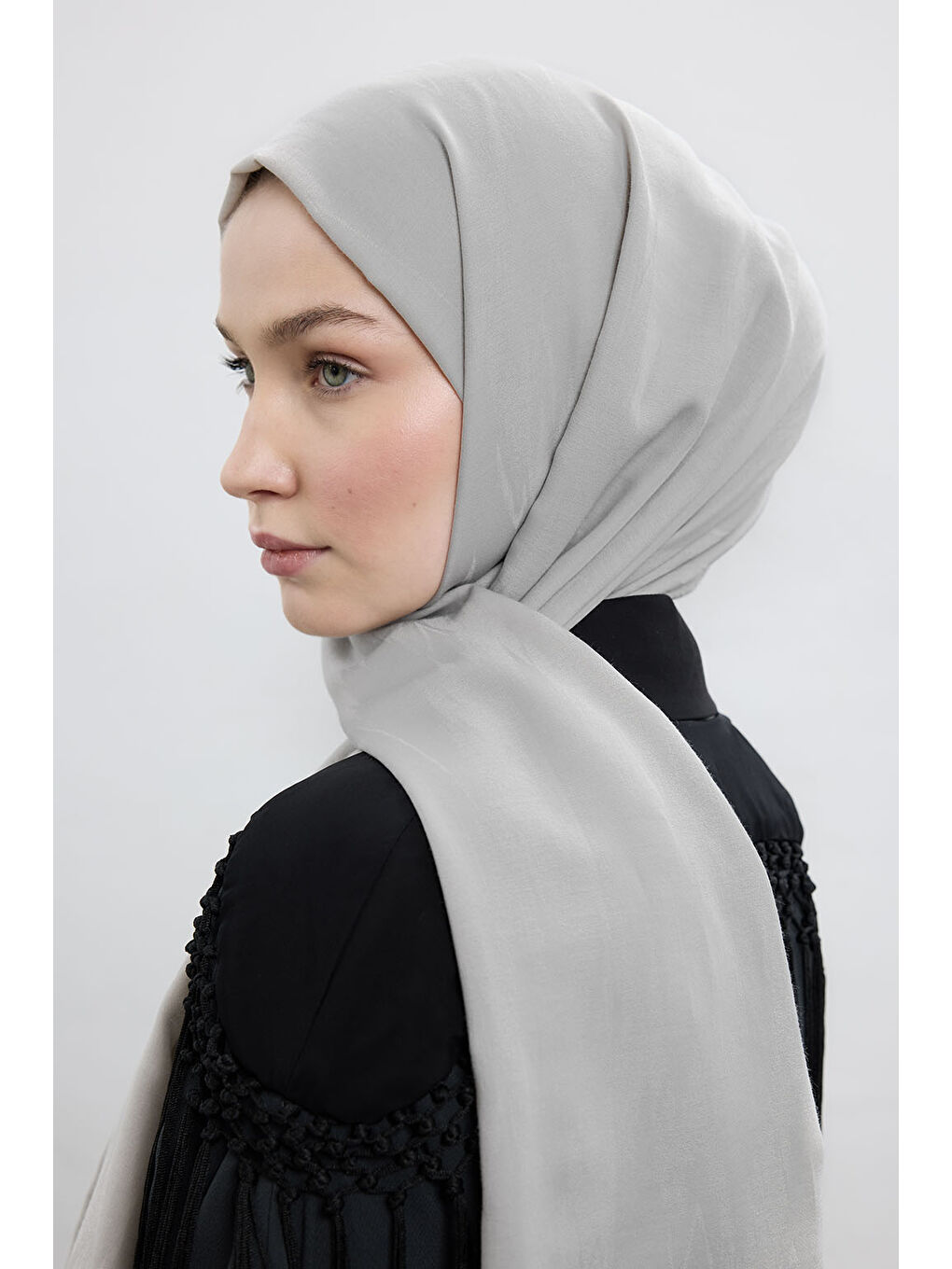 Gri Pamuk Line Şal Gümüş-4