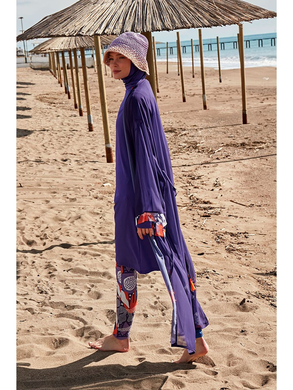 Marina Desenli Mor Kimono Kaftan P2420 - 2