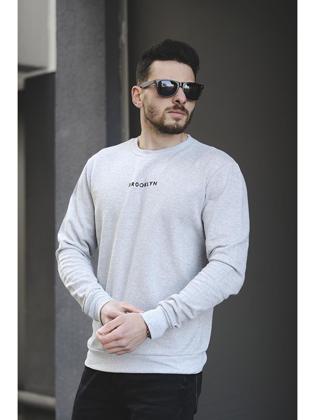 Gri Lgg Brooklyn Comfort Pamuklu Erkek Sweatshirt-2