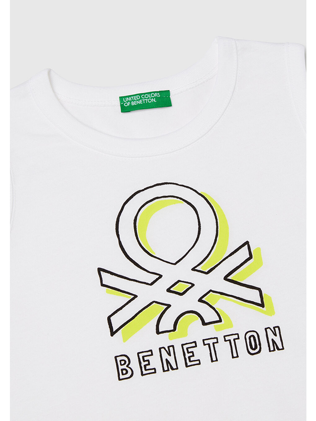 Erkek Çocuk Beyaz Benetton Logo Baskılı Kabartma Detaylı Atlet-2