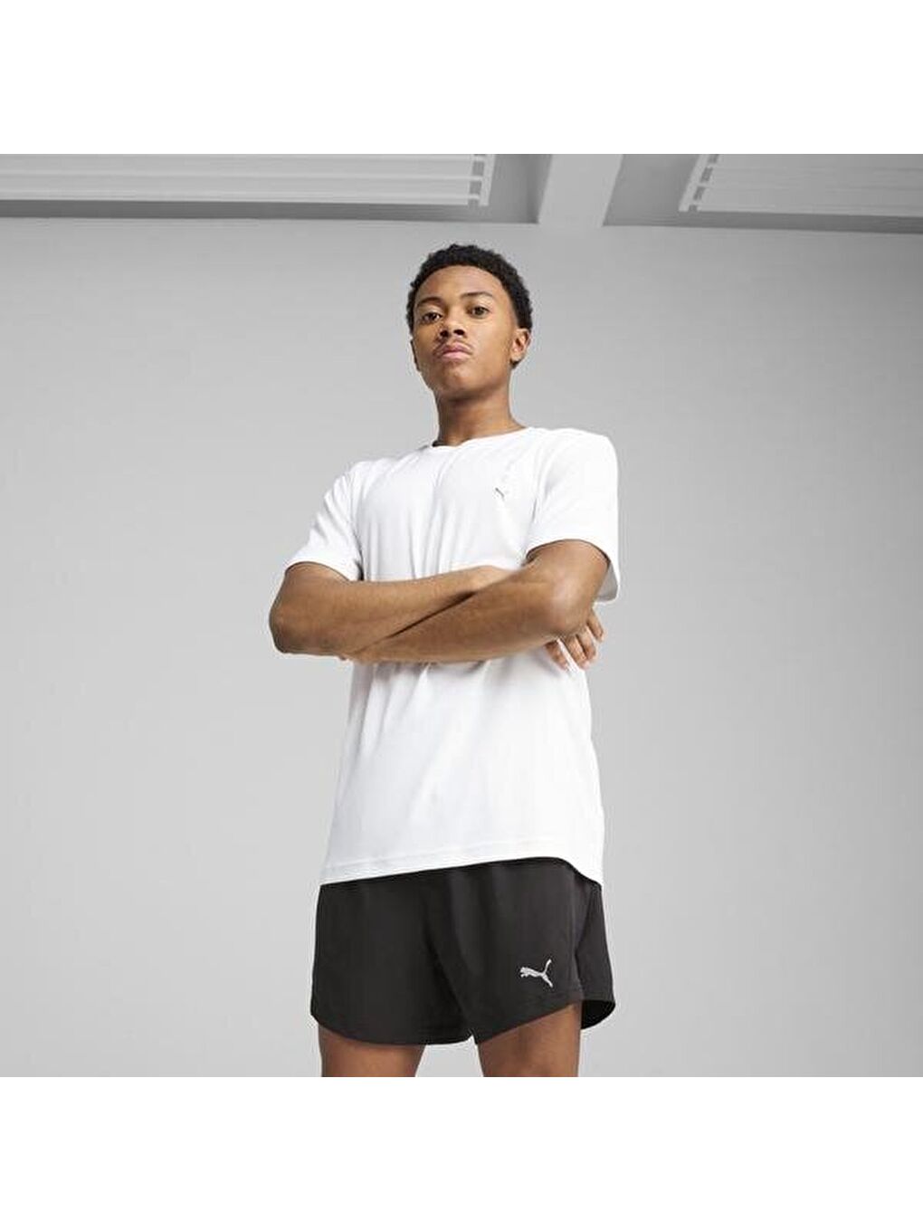 Graphics Running Illustratio Erkek Beyaz Yuvarlak Yaka Tişört-1